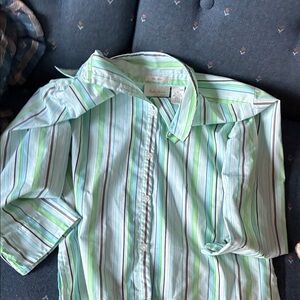Studio Works Green Striped Button Down Shirt